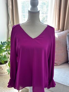 Bar III Fuchsia V-Neck Blouse